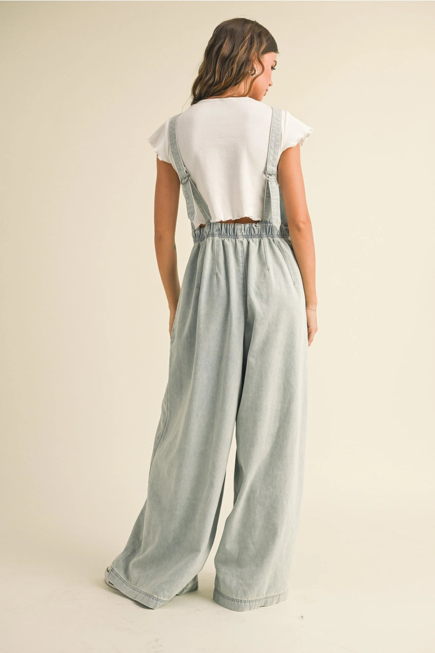 Wide Leg Denim Jumpsuit