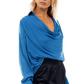 Draped Cowl Neck Blouse with Buttoned Cuffs