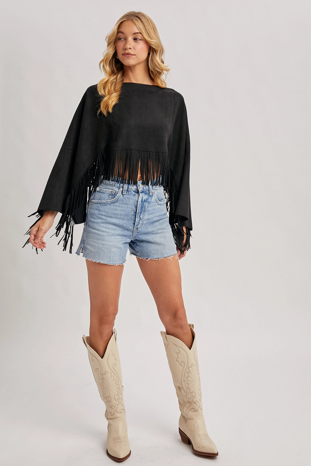 Western Bohemian Suede Fringe Cape