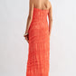 Strapless Textured Pleated Maxi Dress