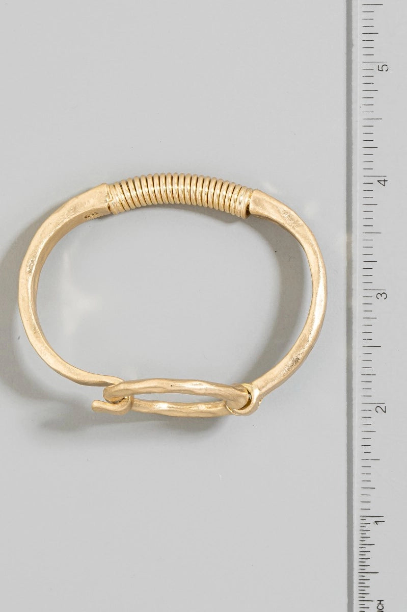 Hammered Circle Hook Bangle Bracelet
