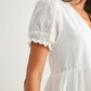 Button-Front Mini Dress with Puff Sleeves