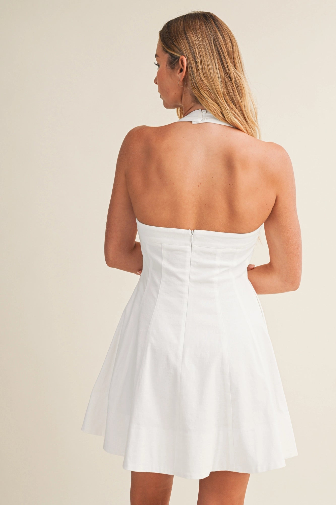 Stretch Linen Halter Mini Dress