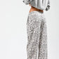 Elastic Waist Leopard Printed Cargo Pants