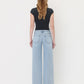 High Rise Trouser Fold Creased Wide Jeans