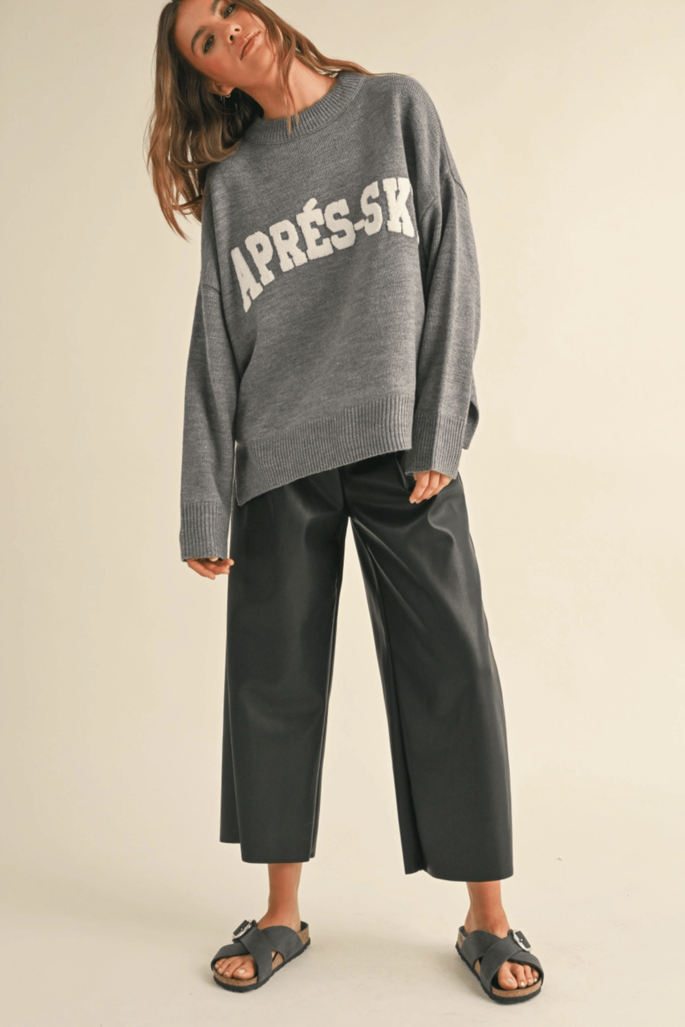 Apres Ski Letter Front Sweater Top