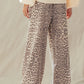 Leopard Print Wide Leg Cotton Pants