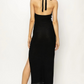full back view of black Georgia halter dress