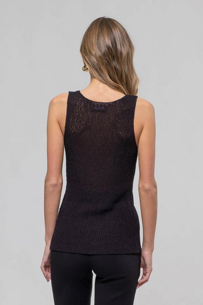 Lolo Longline Crochet Knit Sweater Vest