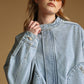 Washed Denim Bomber Style Jacket
