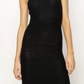 front view close up of girl wearing black Georgia halter dress 