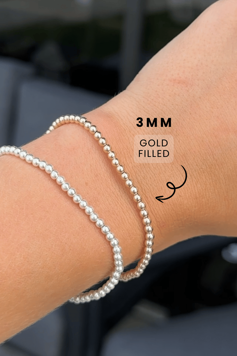 Gold Filled Classic 3 MM Tarnish Free Stretch Bracelet