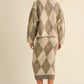 Argyle Sweater Top and Midi Skirt Set