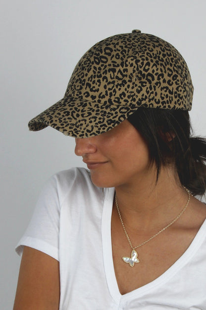 Leopard Distressed Cotton Baseball Cap