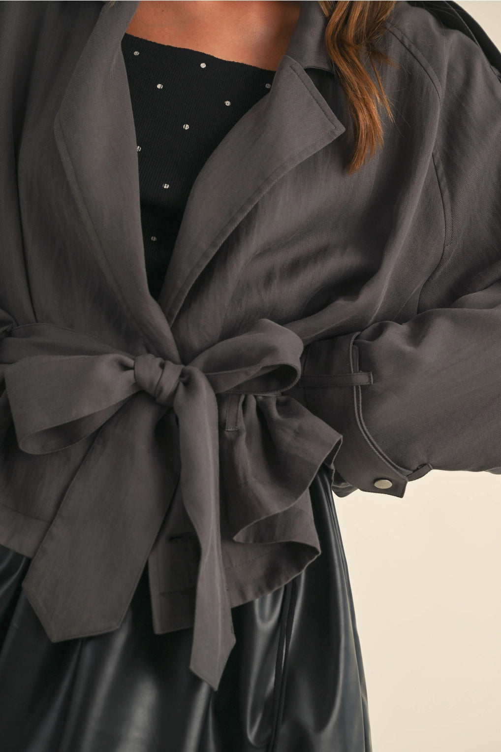 Cropped Light Weight Belted Trench Coat