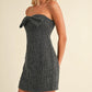 Tweed Strapless Front Bow Mini Dress