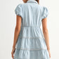 Puff Sleeve Denim Mini Dress