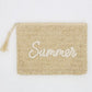 Woven Straw Pouch with Summer Embroidery