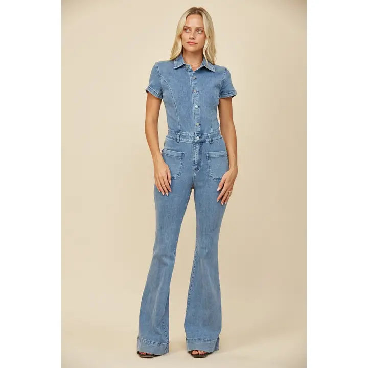 Bellbottom Denim Jumpsuit