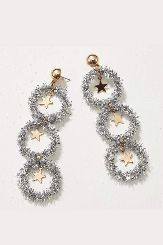 Holiday Tinsel Round Drop Earrings