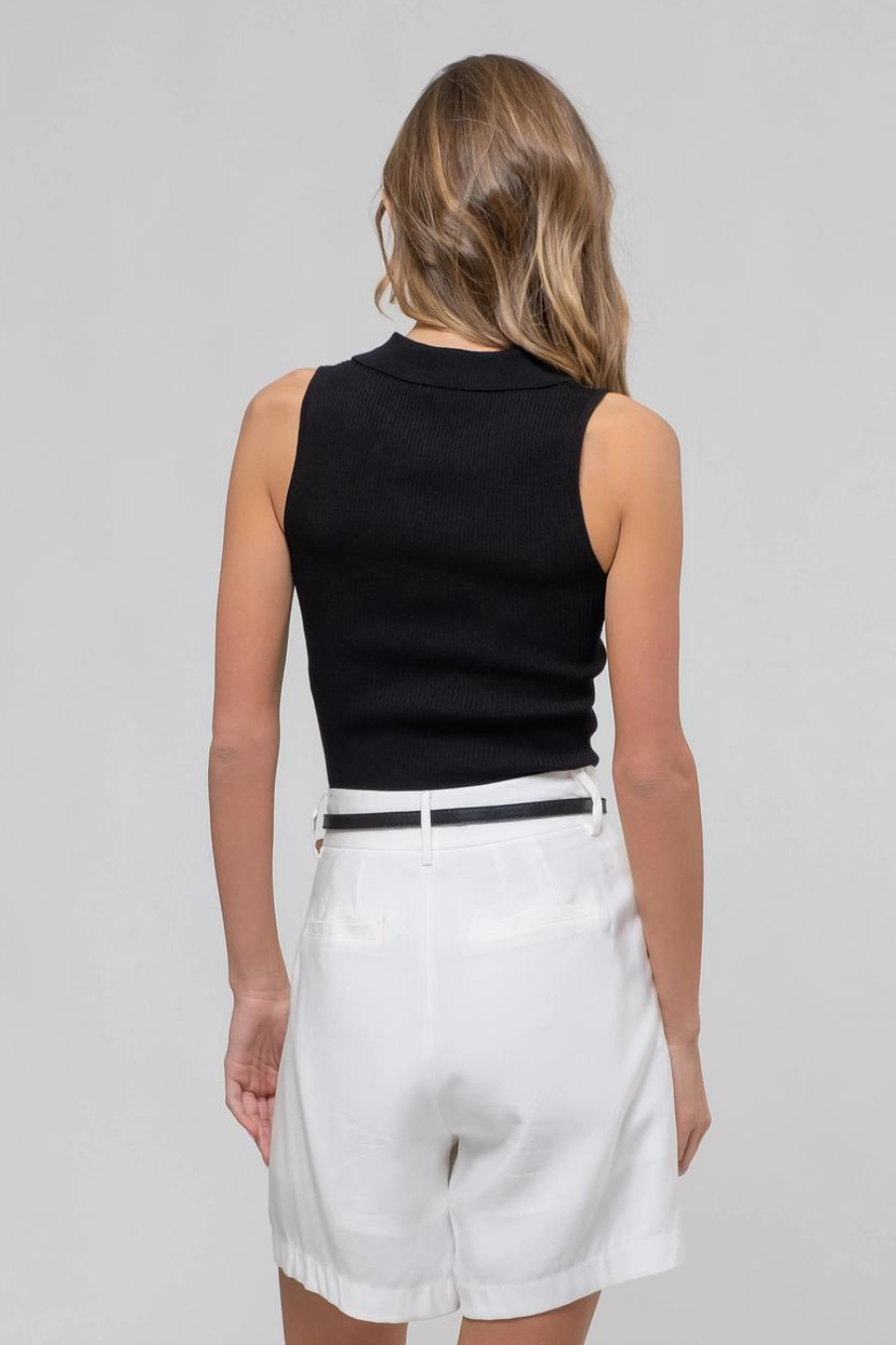 River Collared Sleeveless Sweater Crop