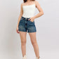 Dark Wash Denim Shield Pocket Shorts