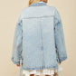 Boho Side Tie Detail Oversized Denim Jacket