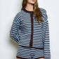 Striped Button Down Long Sleeve Contrast Cardigan