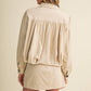 Faux Suede Gathered Yoke Blouson Jacket