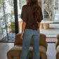 Knit Polyester Spandex Boatneck Short Sleeve Top
