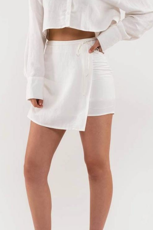 Collins Wrap Linen Mini Skirt