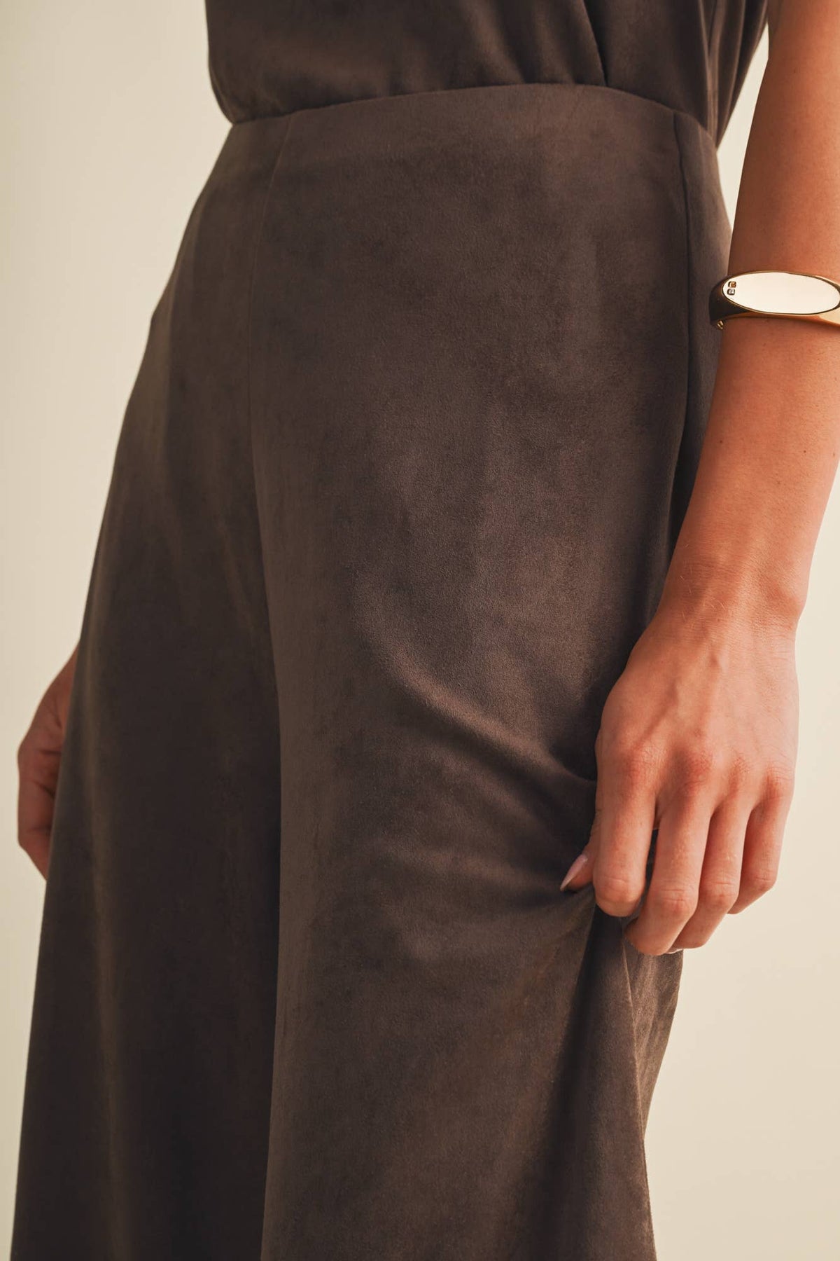 Wide-Leg Sueded Knit Trousers