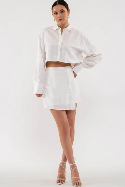 Collins Wrap Linen Mini Skirt