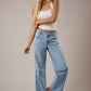 Mid-Rise Denim Pants with Stud Detail