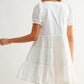Button-Front Mini Dress with Puff Sleeves