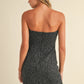 Tweed Strapless Front Bow Mini Dress