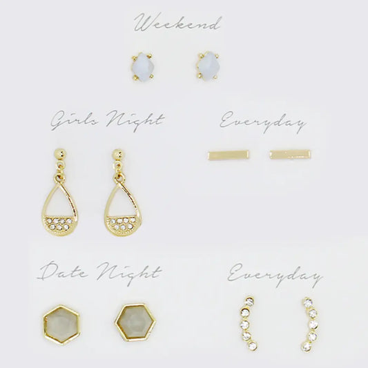 5 Pairs Multipack Stud Earrings Set with Gift Box