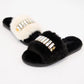 Bedazzled Rhinestone Decor Furry Slippers