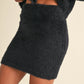 A Sequins Fuzzy Soft Sweater Cardigan and Skirt Set