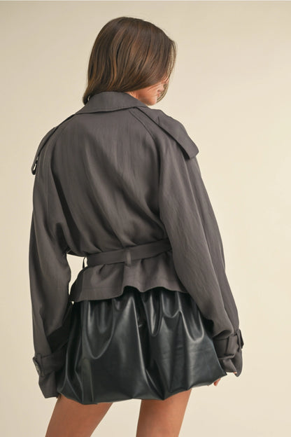 Cropped Light Weight Belted Trench Coat