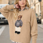 Teddy Bear Crew Neck Intarsia Knit Sweater
