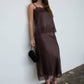 Satin Lace Hem Back Slit Pencil Midi Skirt