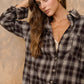 Plaid Collared Long Sleeve Button Down Top