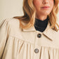 Faux Suede Gathered Yoke Blouson Jacket