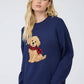 Intarisia Puppy Crew Neck Relaxed Sweater