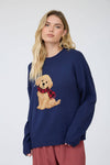Intarisia Puppy Crew Neck Relaxed Sweater