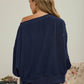 Tiered Sleeve Boat Neck Exposed Seam Knit Top