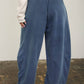 Smoked Waist Drawstring Barrel Leg Sweatpants