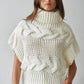 Cable Knit Turtle Neck Sleeveless Sweater Top