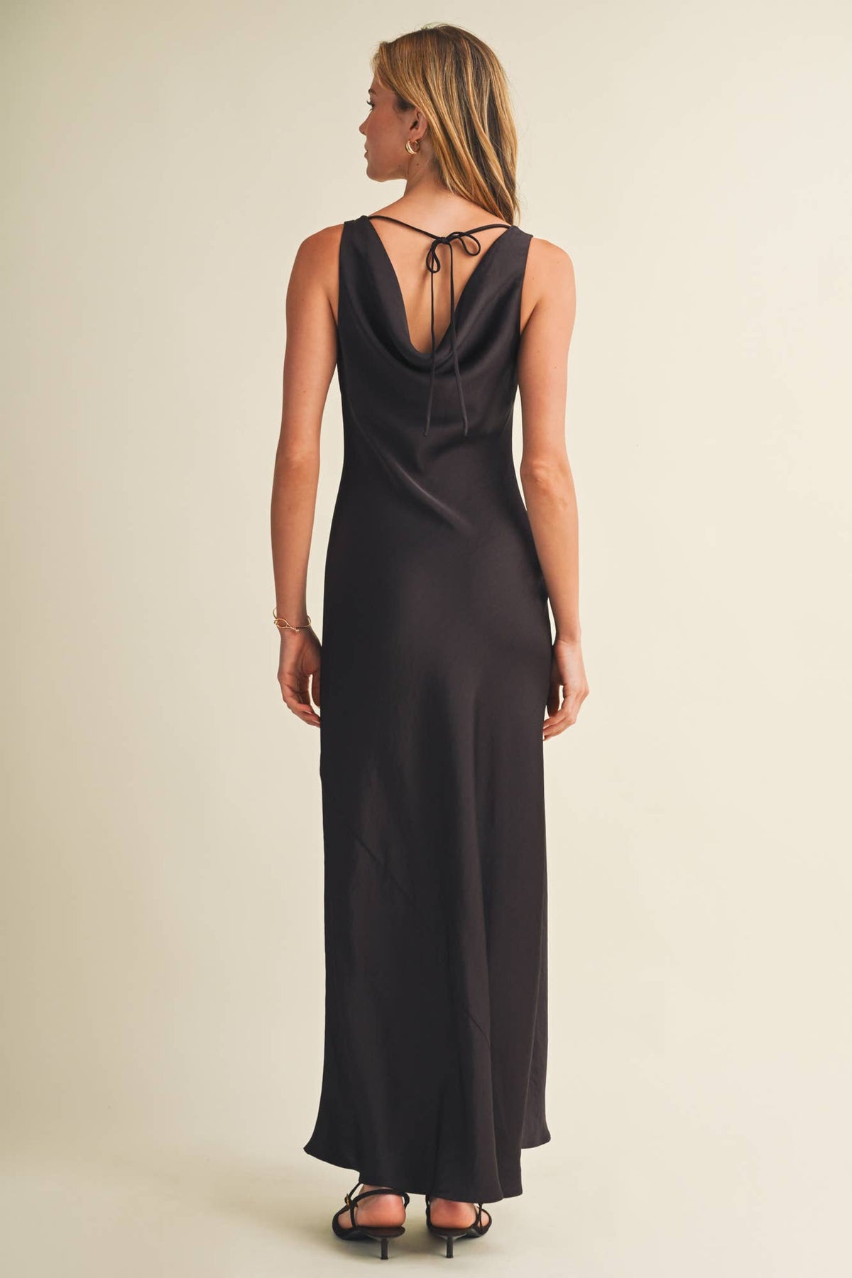 Cowl Neck Bias Cut Maxi Dress